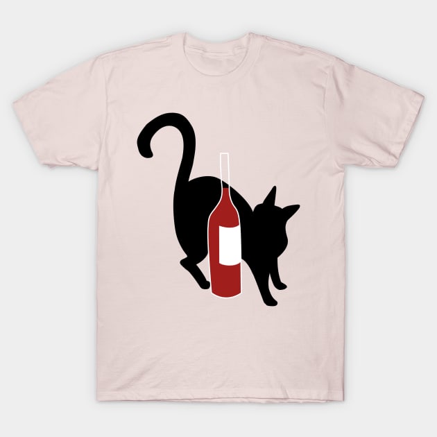 Red Wine & Black Cat T-Shirt by GiuliaM